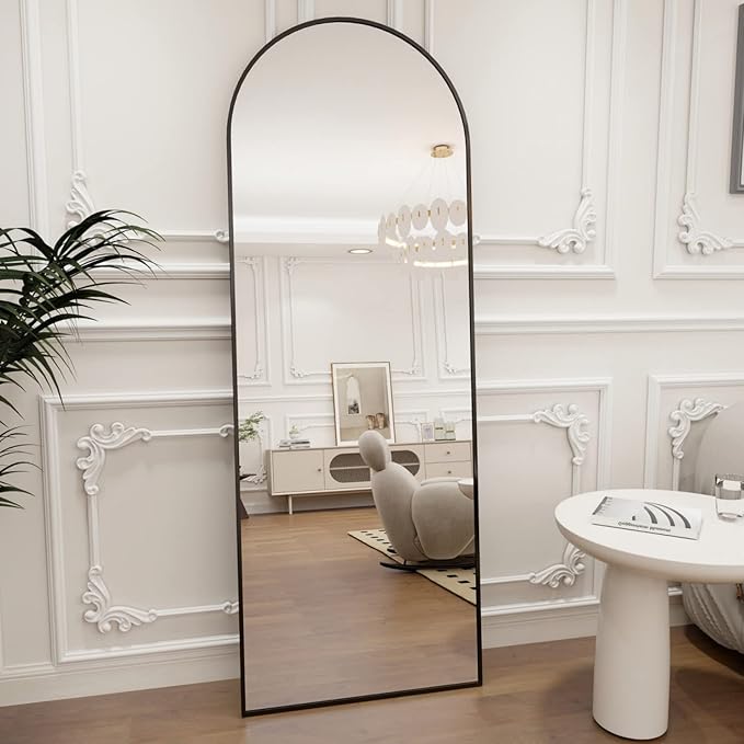 Arched Full Length Mirror, Black Large Floor Mirror