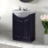 24" Contemporary Euro Vanity in Satin Black w/White Ceramic Vanity Top