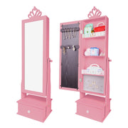 Kids Jewelry Armoire Cabinet, Jewelry Organizer with Standing Full-Length Mirror