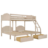 Twin Velvet Upholstered Bunk Bed with Headboard and Two Storage Drawers, Triple Bunk