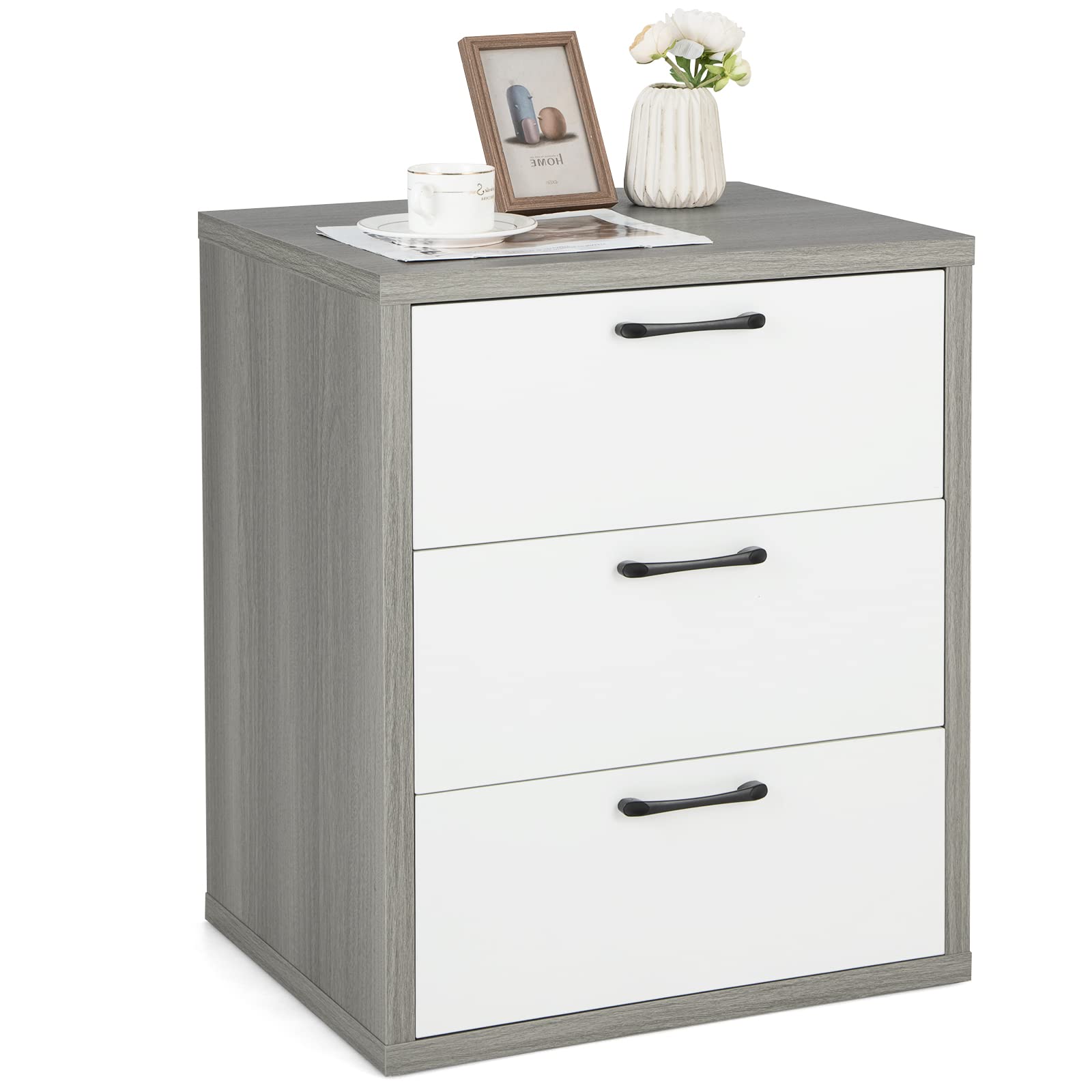 3 Drawer Dresser, 26" Tall Wood Drawer Chest Dresser Cabinet