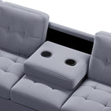 Sofa with Reversible Chaise, L Shaped Couch Set with Storage Ottoman