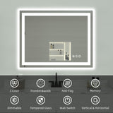 40x32 LED Bathroom Mirror - Dimmable Front & Backlit with Anti-Fog