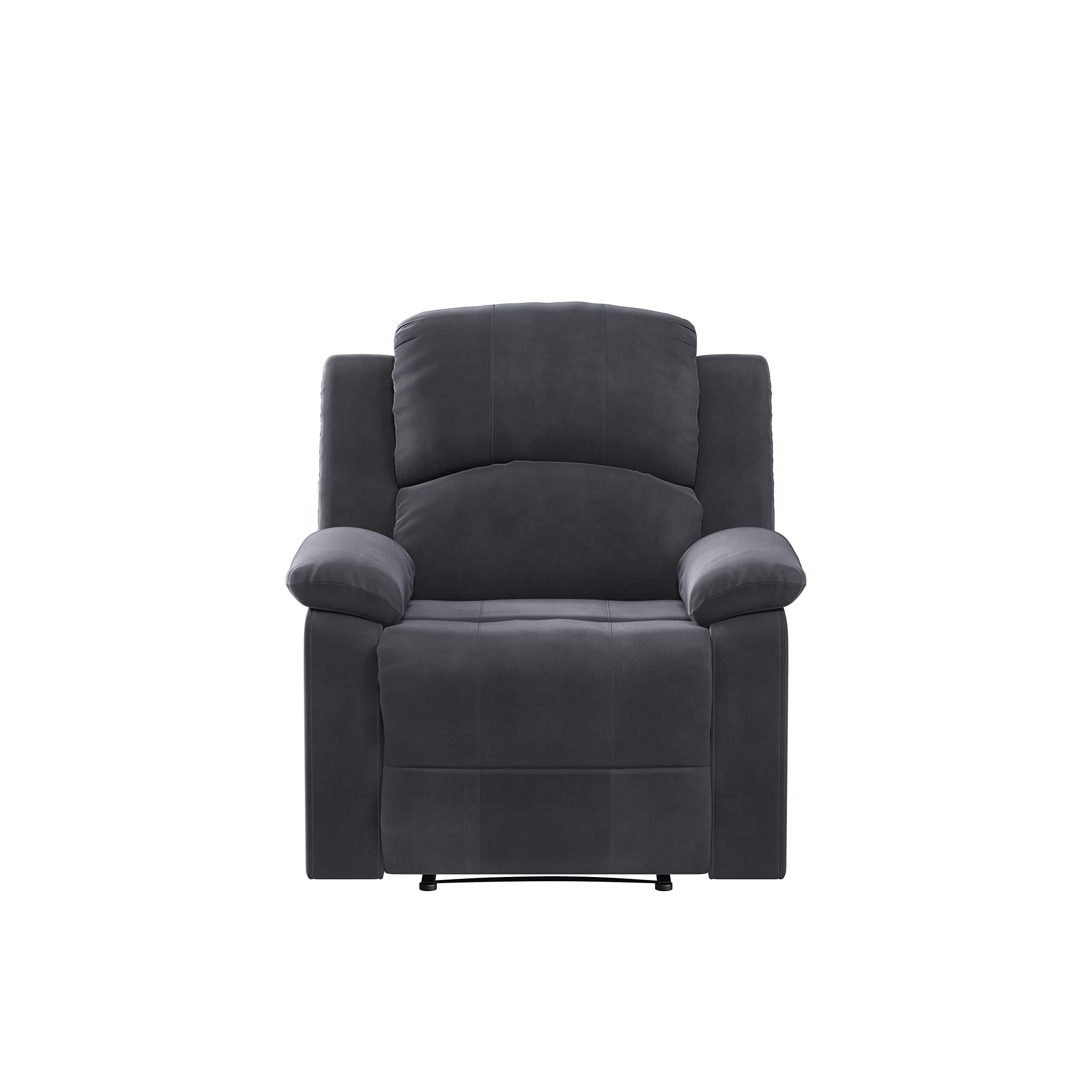 EaseLounge Classic Steel Grey Manual Recliner with Plush Cushion Back