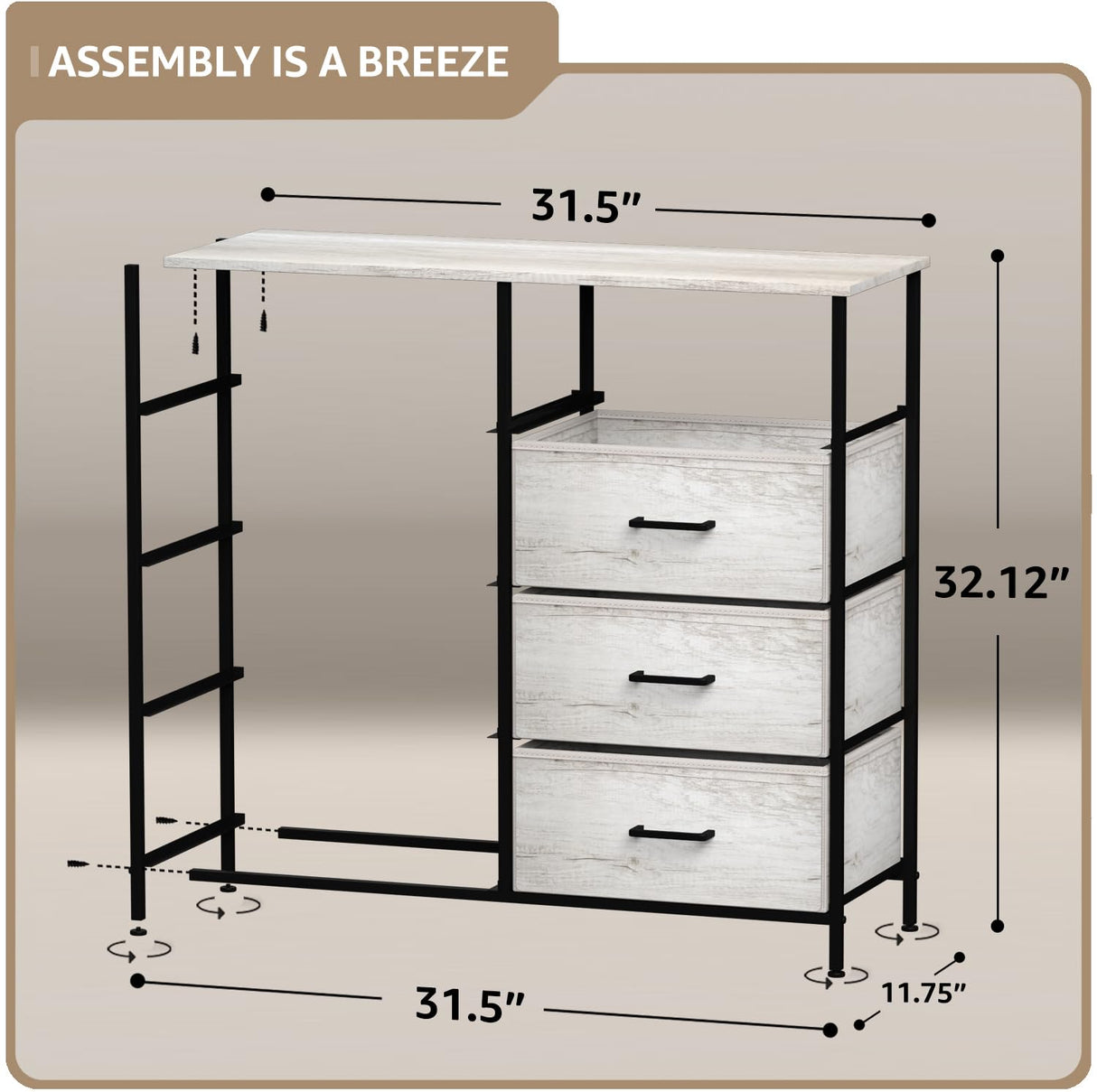 Dresser with 8 Faux Wood Drawers  Chest Organizer Unit with Steel Frame Wood