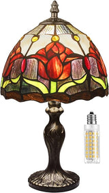 Tiffany Table Lamp Stained Glass Crystal Bead Style Table Light