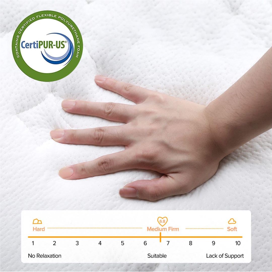 Queen Mattress, 12 Inch Medium Firm Hybrid Queen Mattress with Individual Pocketed Springs& Cool Gel Memory Foam,