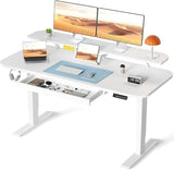 Electric Standing Desk with Drawers, 48 x 24'' Sit Stand up Desk with Monitor Stand