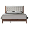 King Size Wood Bed Frame with Tall Tufted Headboard - Walnut