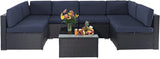 7-Piece Outdoor Patio Furniture Sets, All-Weather Black Wicker Rattan Sectional Sofa