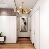 Glass Globe Chandelier Mid Century Modern Pendant Lights Black Ceiling Hanging Light