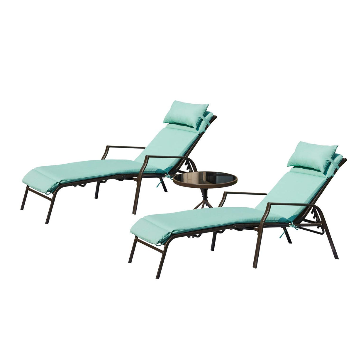 Top Space Patio Lounge Chair Outdoor Chaise Chairs Portable Adjustable Metal Leisure Recliner