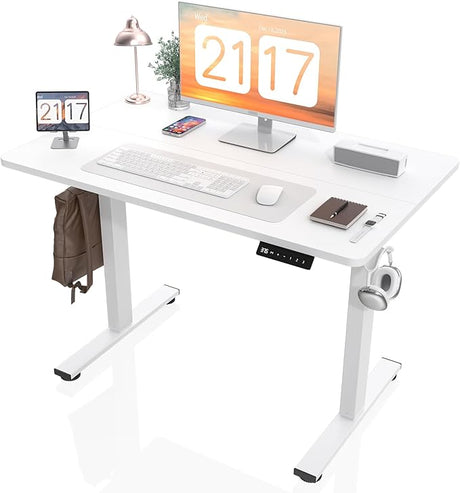 Electric Standing Desk Height Adjustable - 48 x 24 Inches Sit Stand up Desk & Memory Preset Ergonomic Rising Desks for Work, Home Office Workstation Gaming Rising Desk Study Table