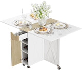 Folding Dining Table, Small Dining Table, Space Saving Dining Table with 6 Wheels,