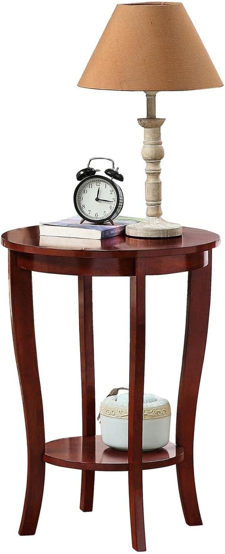 American Heritage Round End Table with Shelf, Espresso