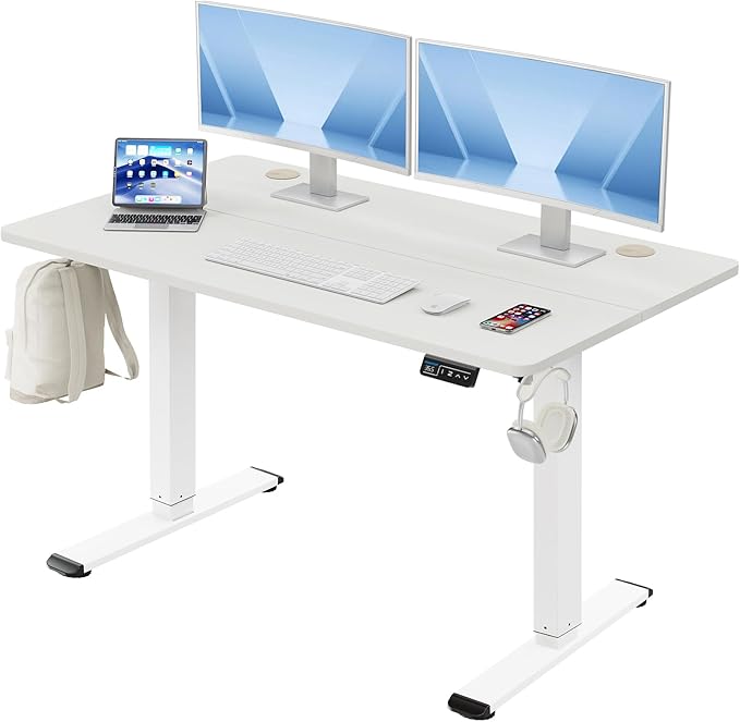 Electric Height Adjustable Standing Desk, 55 x 28 Inches Sit Stand Desk with Memory