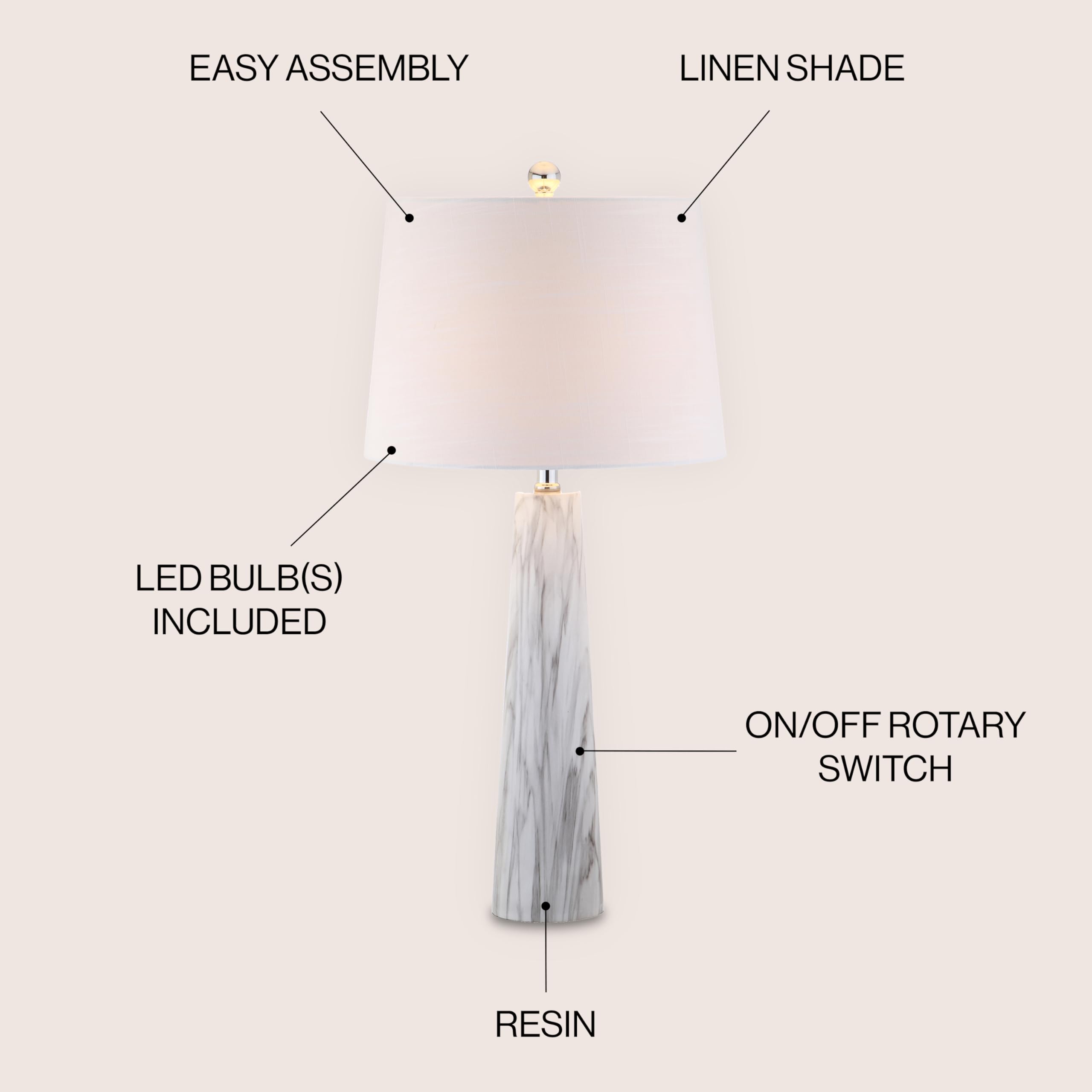 Bradley 29" Resin LED Table Lamp - Modern Glam Bedside Lighting