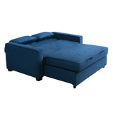 Full Size Convertible Loveseat, 66.5 x 37.6 x 38.6 in, Navy Blue