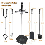 Fireplace Tools Set 5 Pieces 31.5In Cast Iron Indoor Fireside Accessories Large Fire Place