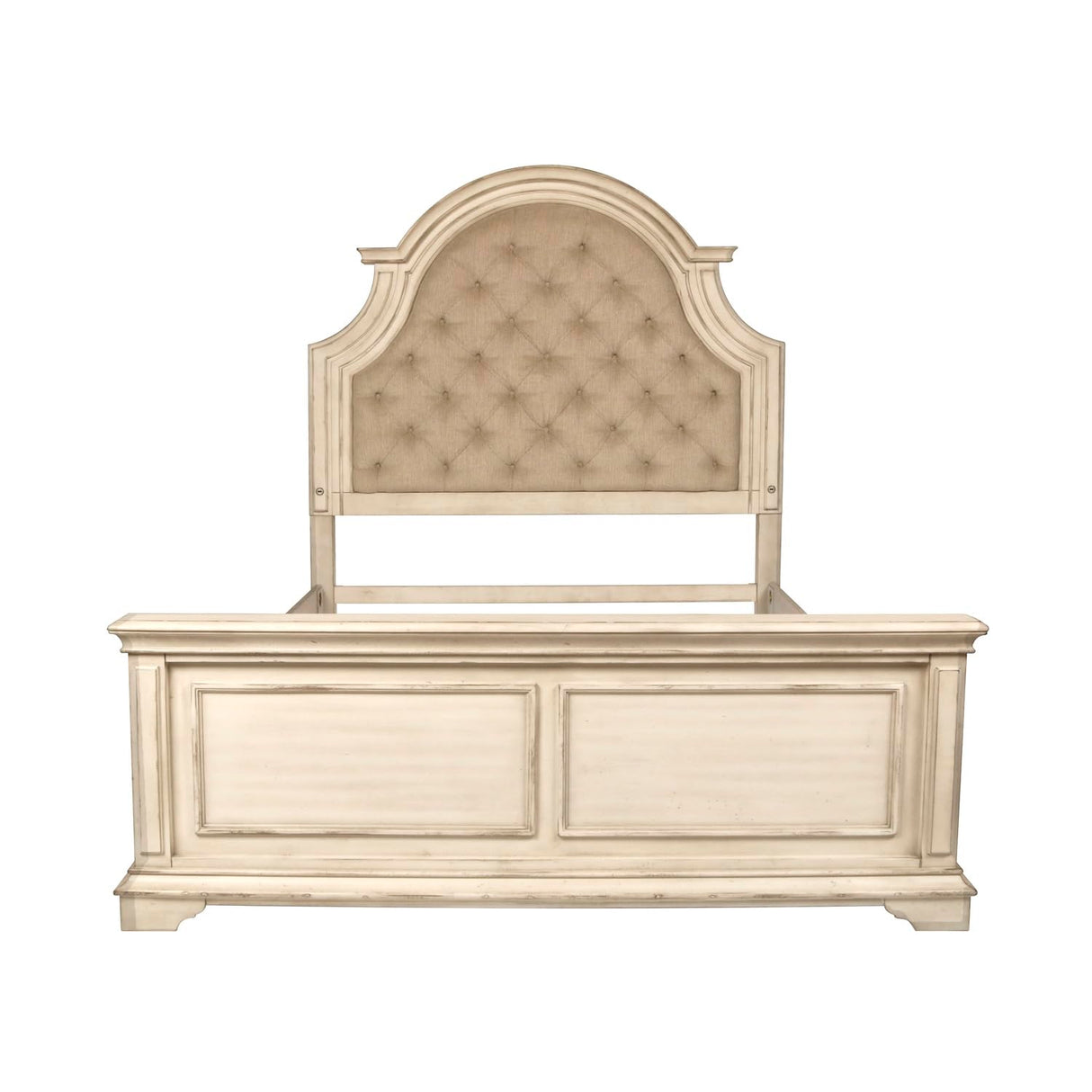 Anastasia Solid Wood Queen Bed - Antique White Finish