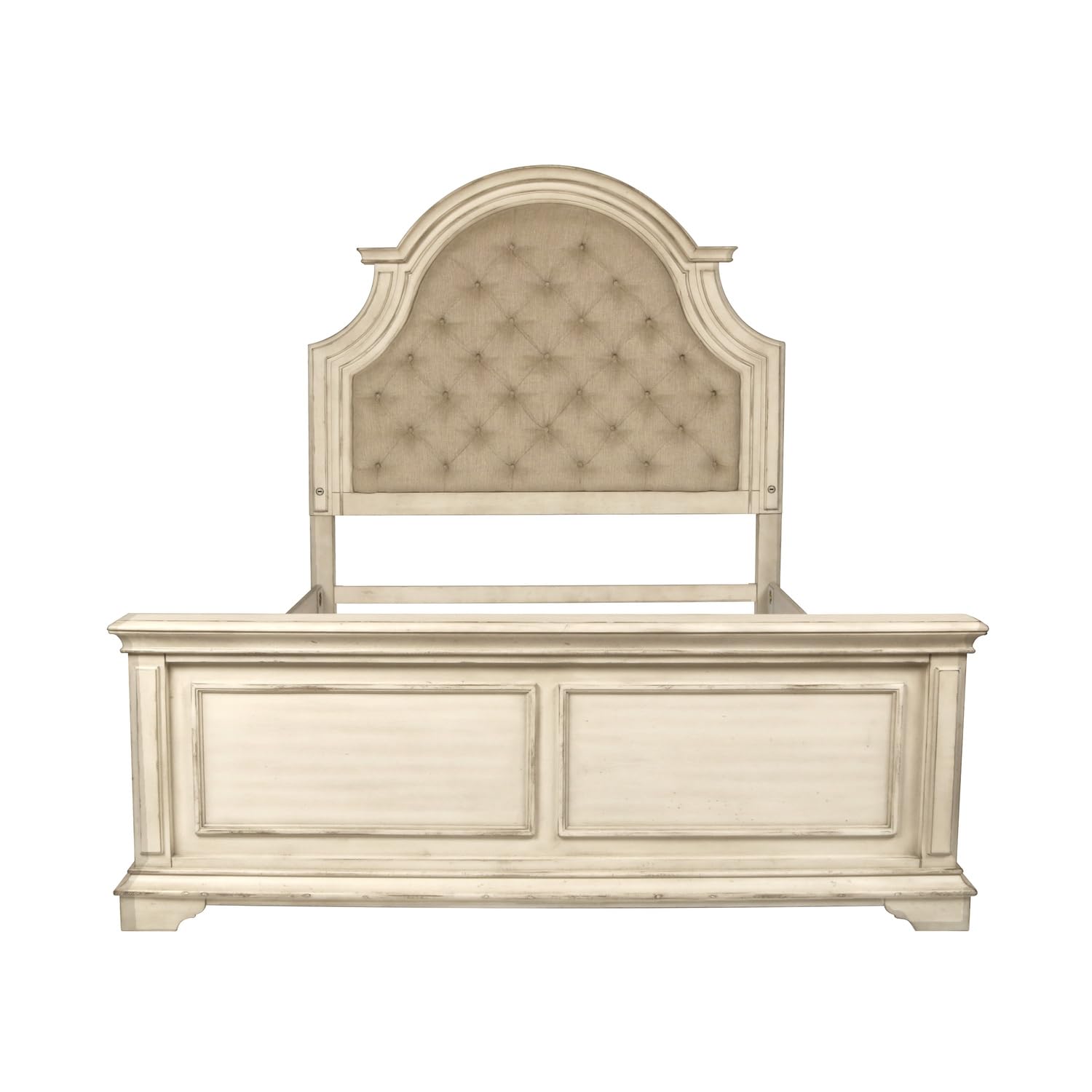 Anastasia Solid Wood Queen Bed - Antique White Finish