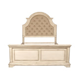 Anastasia Solid Wood Queen Bed - Antique White Finish
