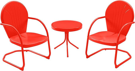 Patio Bistro Set Retro Metal Outdoor Seating Conversation 3 Pieces, 2 C-Spring Motion