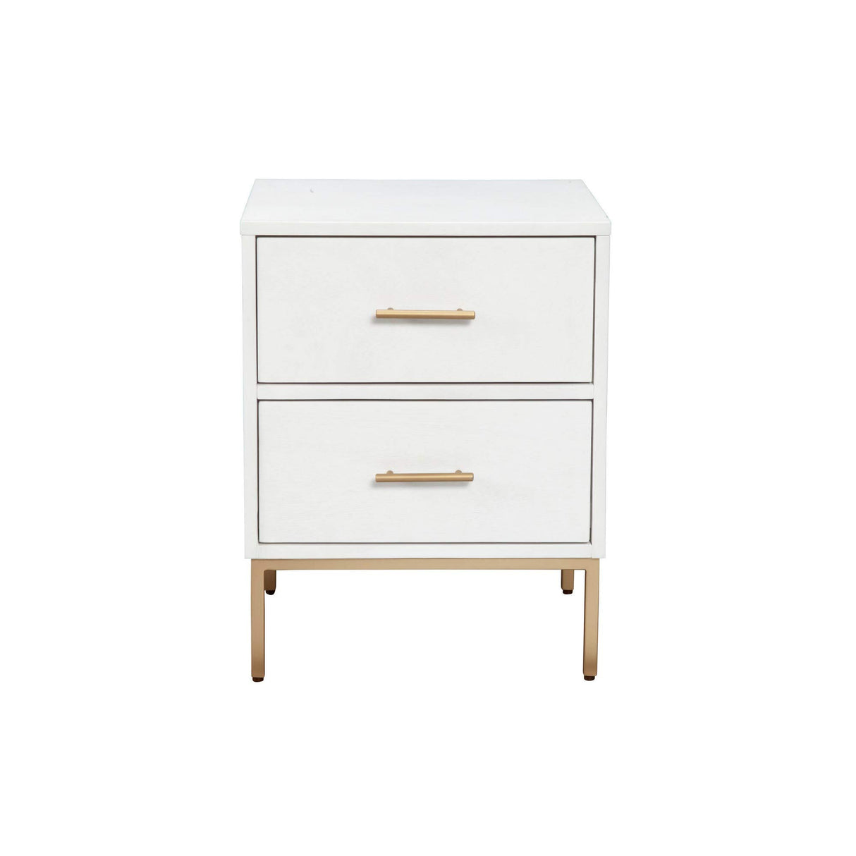 26 Inch 2 Drawer Wooden Nightstand with Metal Base, White