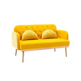 Twin Size Loveseat Accent Sofa Small Velvet Couch with Elegant Moon Shape
