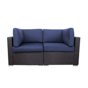 Sectional Furniture Corner Sofa,Low Back All-Weather Wicker Loveseats Outdoor