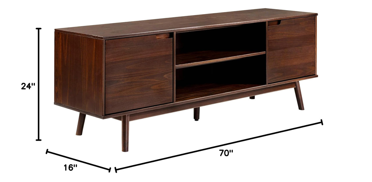 Walker Edison Emery Mid Century Modern Solid Wood TV Stand for TVs up to 80 Inches 70 Inch Walnut