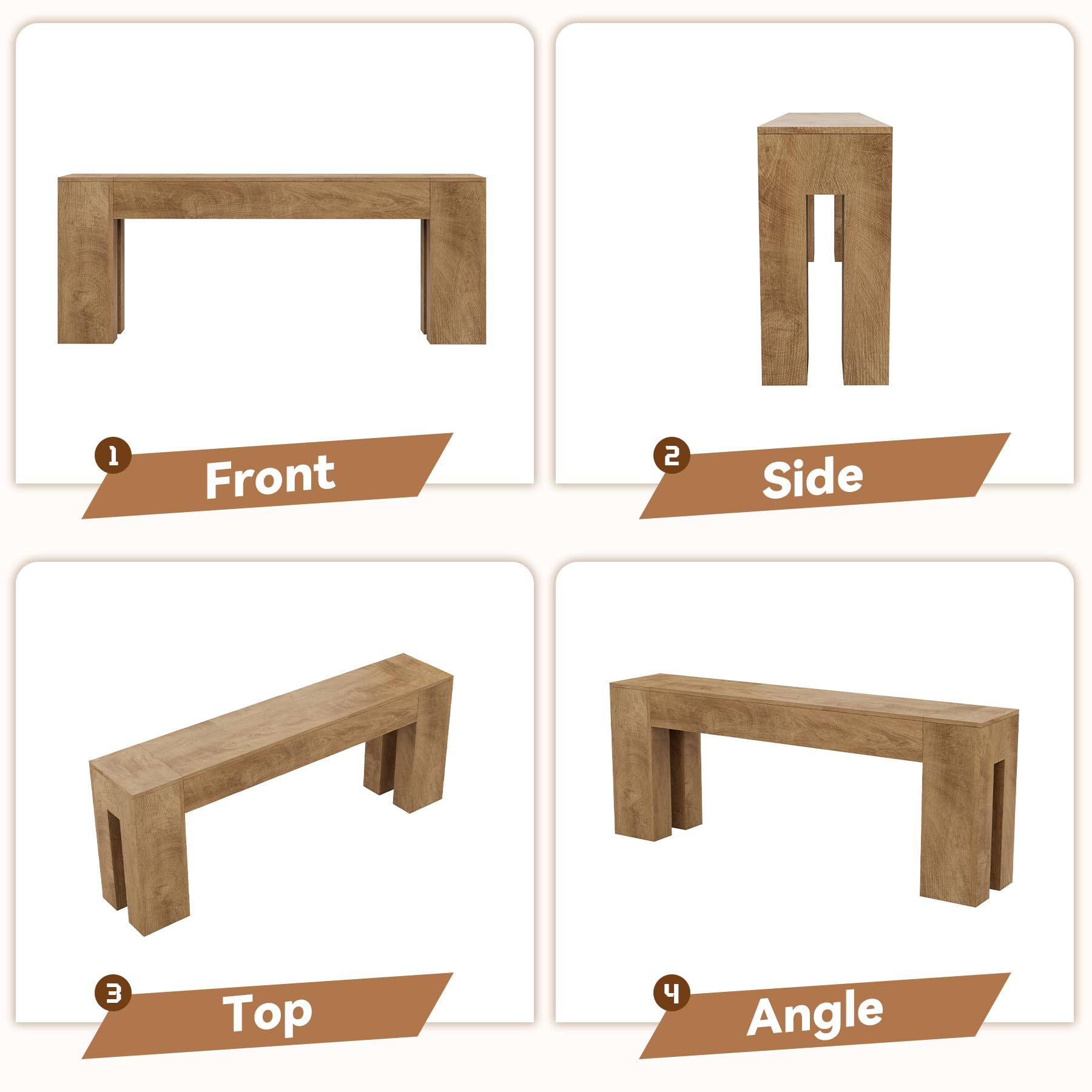 79-Inch Extra Long Console Table - Natural Oak Wood Entryway & Sofa Table