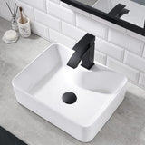 White Rectangle Ceramic Bathroom Vessel Sink - Dorzom 16x12 Inch Ceramic