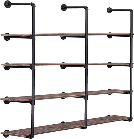 Industrial Iron Pipe Shelf Wall Mount, Farmhouse DIY Open Bookshelf