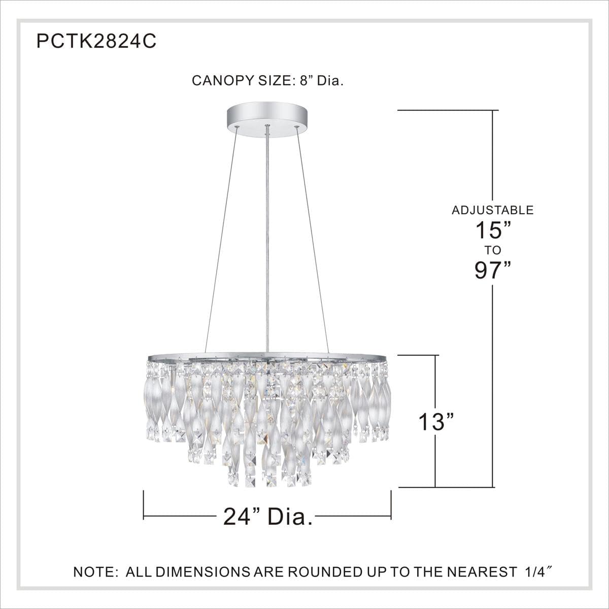 Platinum Collection PCTK2824C Twinkle Crystal Pendant Ceiling Light, 6-Light 240 Total