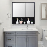 Medicine Cabinet with Double Mirror Doors, 30.3 x 29.5 Inch Bathroom Wall Cabinet with Shelves