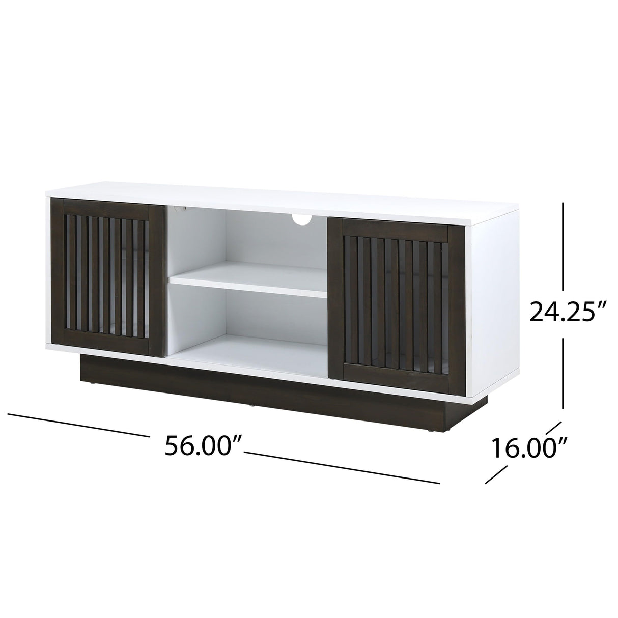 55-60 inch Television and Monitor Open Storage Cable Organizer with Two Sliding Doors