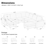 Belffin Modular Sectional Sofa Couch with Storage U Shape Convertible Corner Couches for Living Room Dark Grey Couch