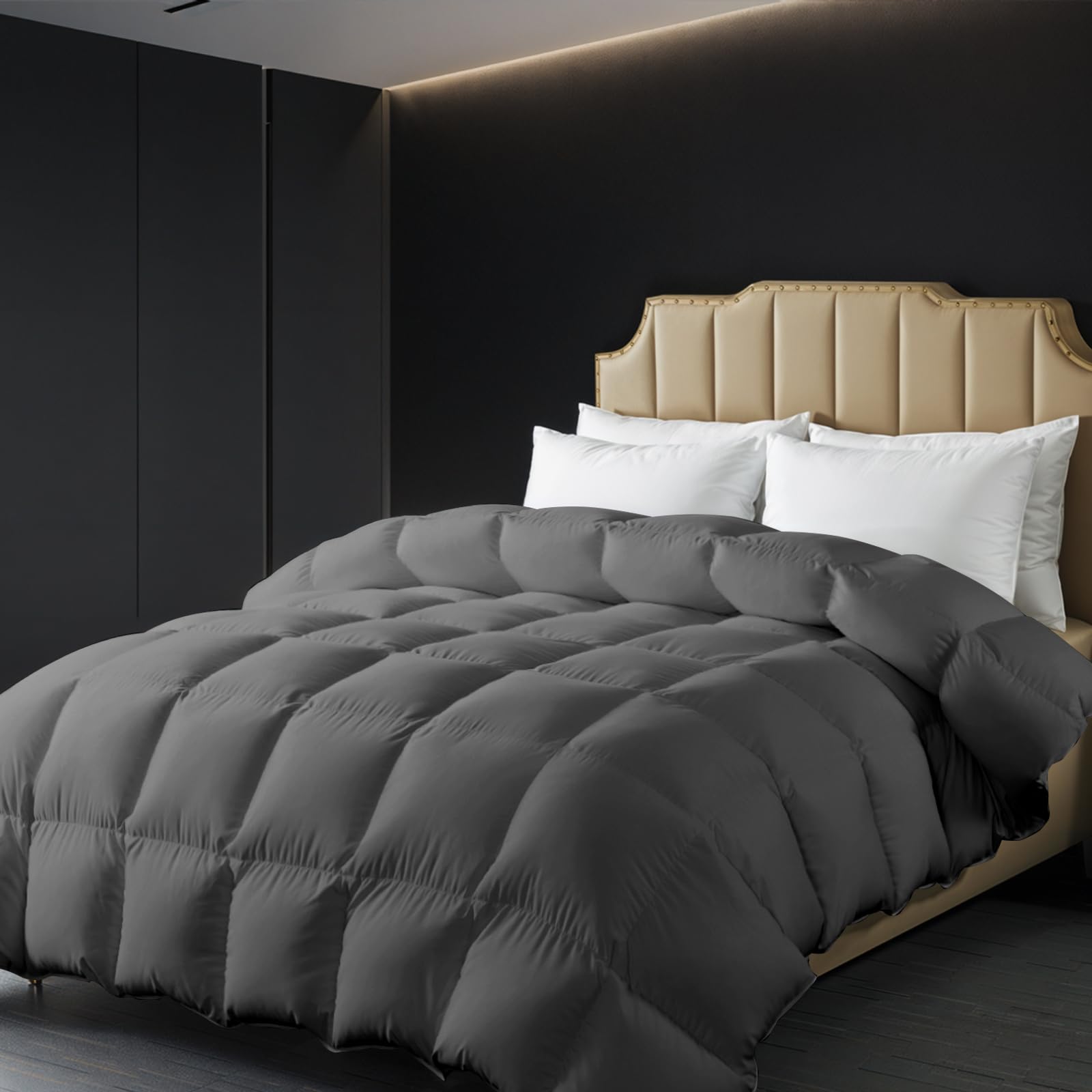 Goose Feathers Down Comforter Duvet Insert, All Season Quilted Fluffy Comforter