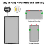 30x55 Matte Black Rectangle Bathroom Mirror