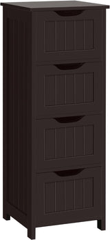 Bathroom Floor Cabinet, Wooden Side Storage Organizer, 4 Drawers Free-Standing Cabinet for