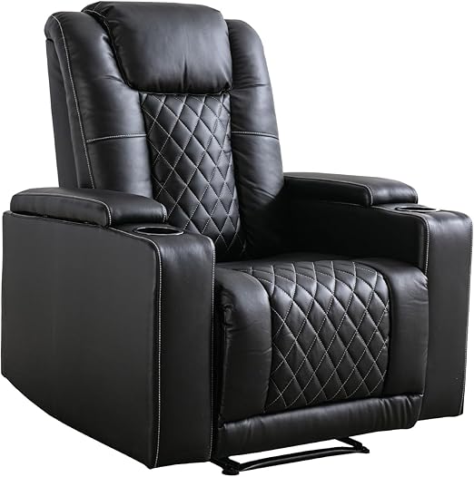 Power Recliner Chairs with USB Ports and Cup Holders, Electric PU Leather Home Theater