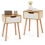 Nightstand Set of 2 with Drawer, Mid Century Modern Bedside Table