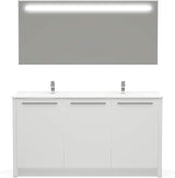 63 inch Wood Double Sink Bathroom Vanity in White | Pre-Assembled | Acrylic Countertop