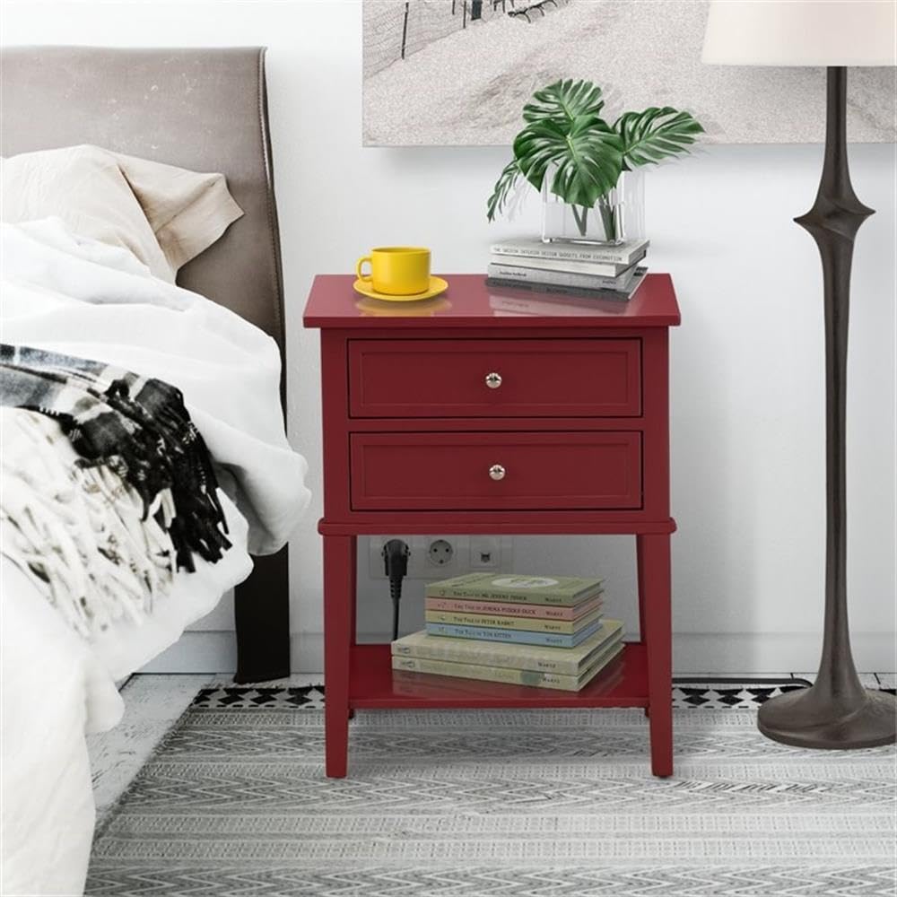 VL-13-ET Valencia Nightstand - Rectangle Modern End Table with 2 Drawers for Bedroom