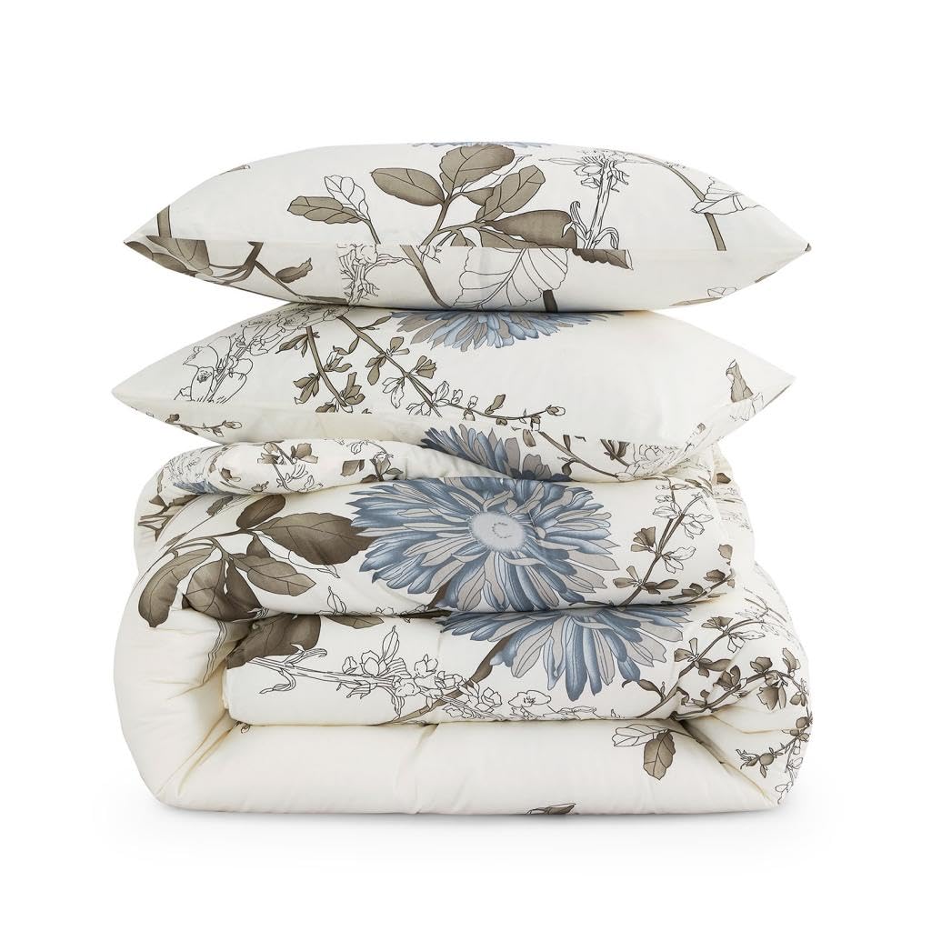 Floral Comforter Set - 100% Cotton Vintage Botanical Bedding