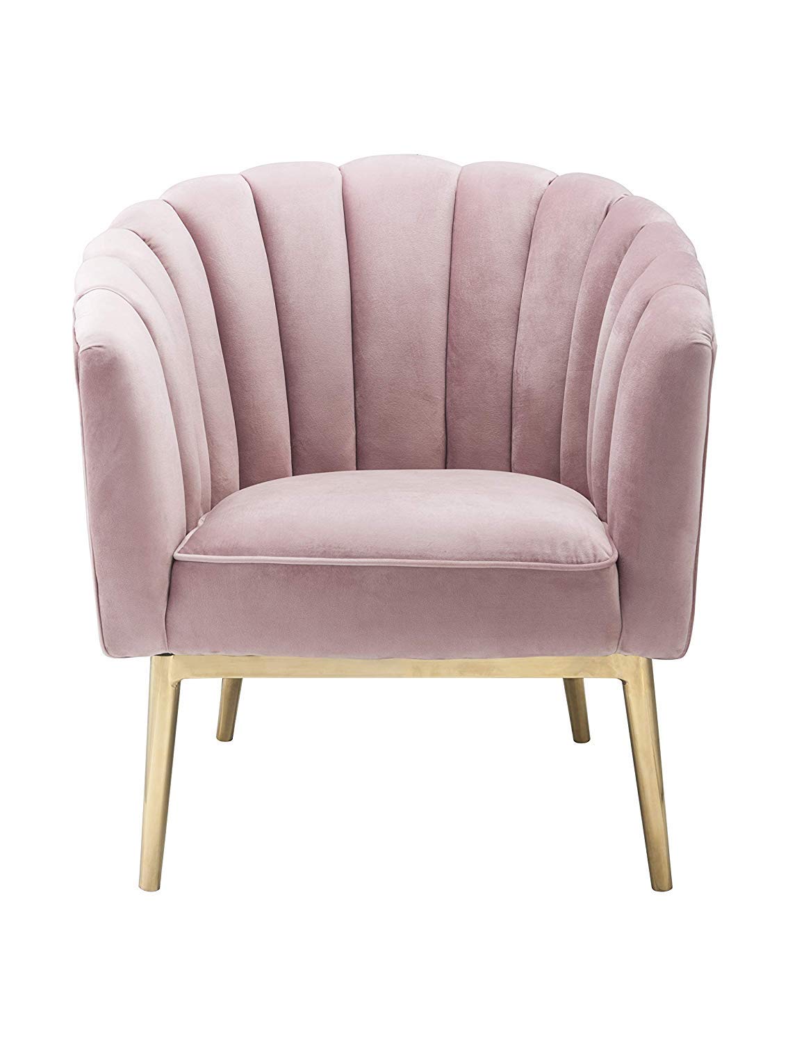 Colla Velvet Upholstery Accent Chair in Blush Pink and Gold