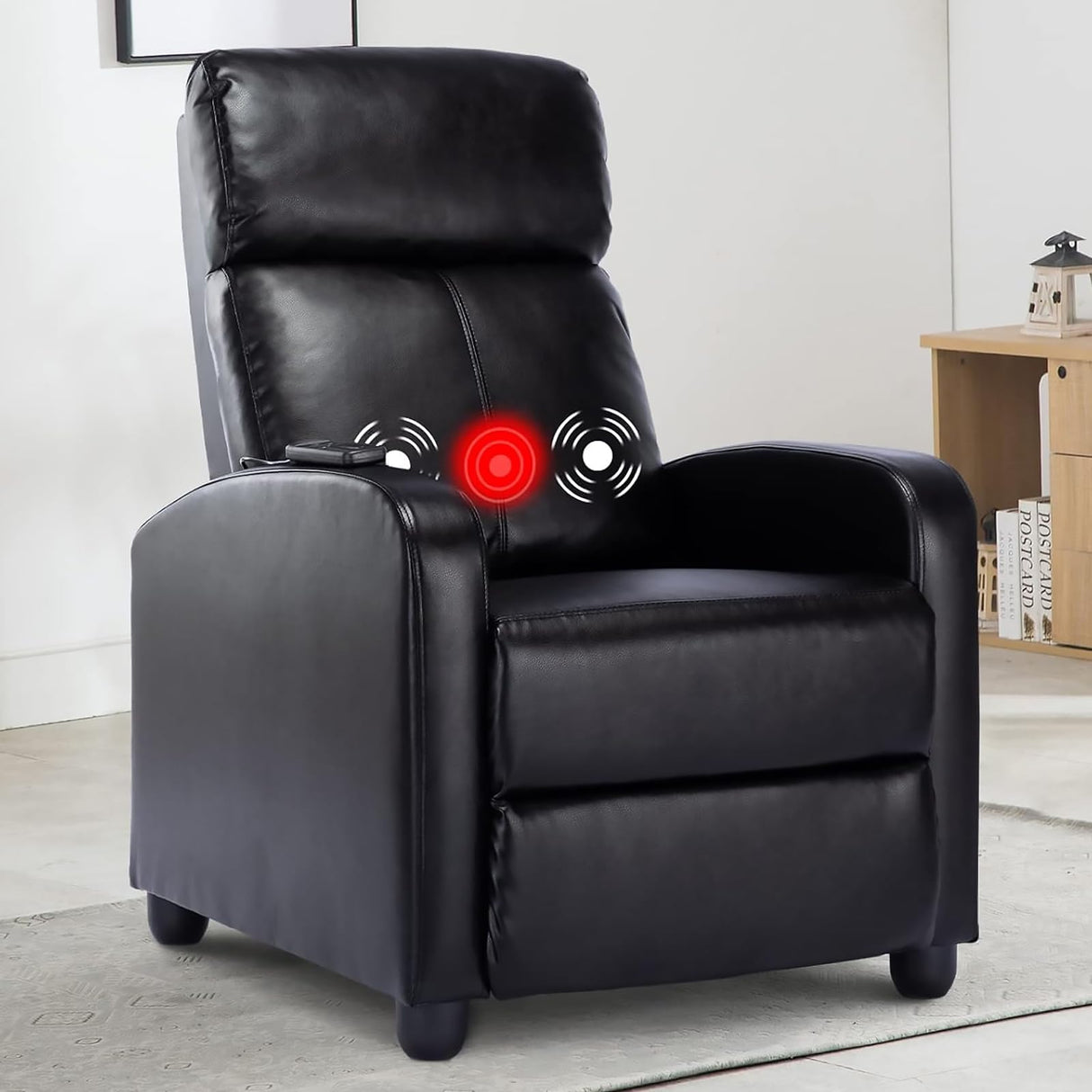 PU Leather Massage Recliner Chair Winback Recliner Chairs, Modern Padded