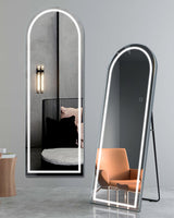 65"x22" Arched Full Length Mirror with Lights, LED Mirror Full Length with Stands