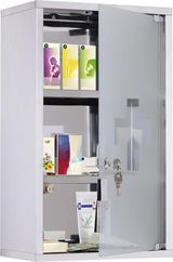 Wall Mounted Medicine Cabinet, Locking Wall Cabinet with 4 Tier Shelves